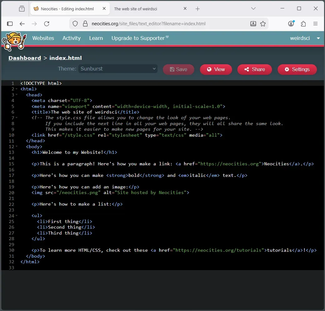 neocities website screenshot