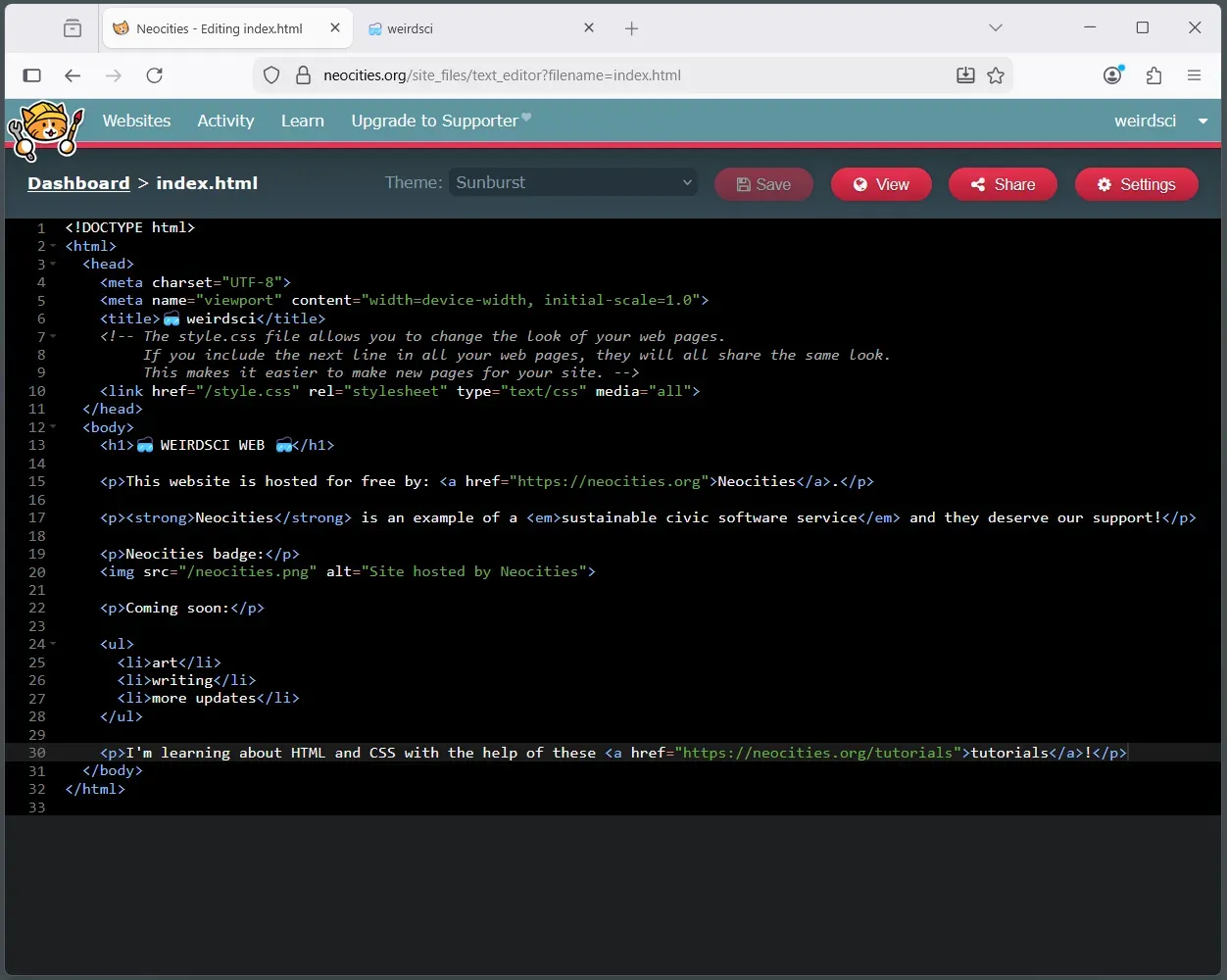 neocities website screenshot