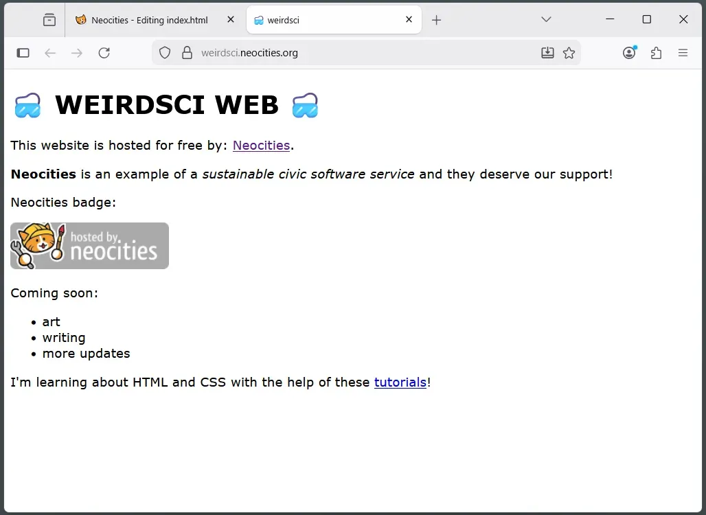 neocities website screenshot